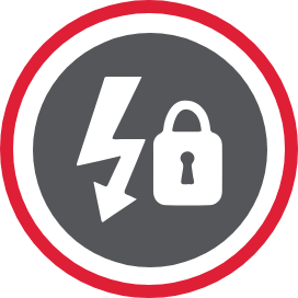 An energy bolt with a lock beside it.