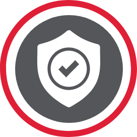 Icon of a shield with a checkmark to display reliability