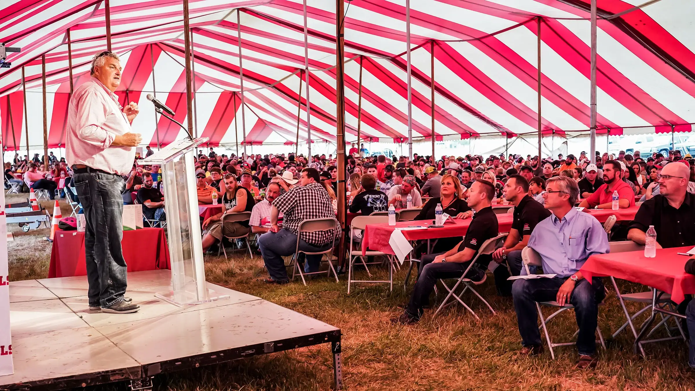 Pat Michels speaks at a Safety Celebrations for employees and their families at offices and project yards throughout North America.
