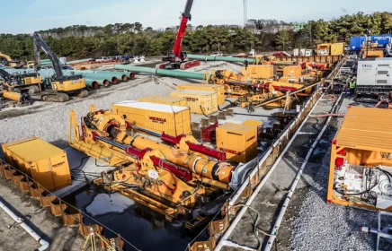 Several Direct Pipe machines operate on a jobsite.